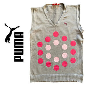 Puma Women’s Sweater Vest Golf Sweater Grey  Pink Size Small